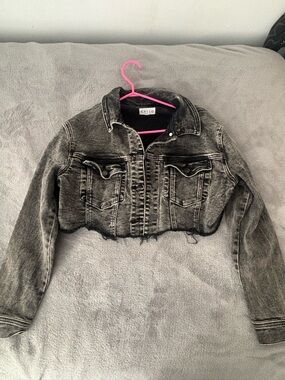 Cello Black Washed Cropped Denim Jacket